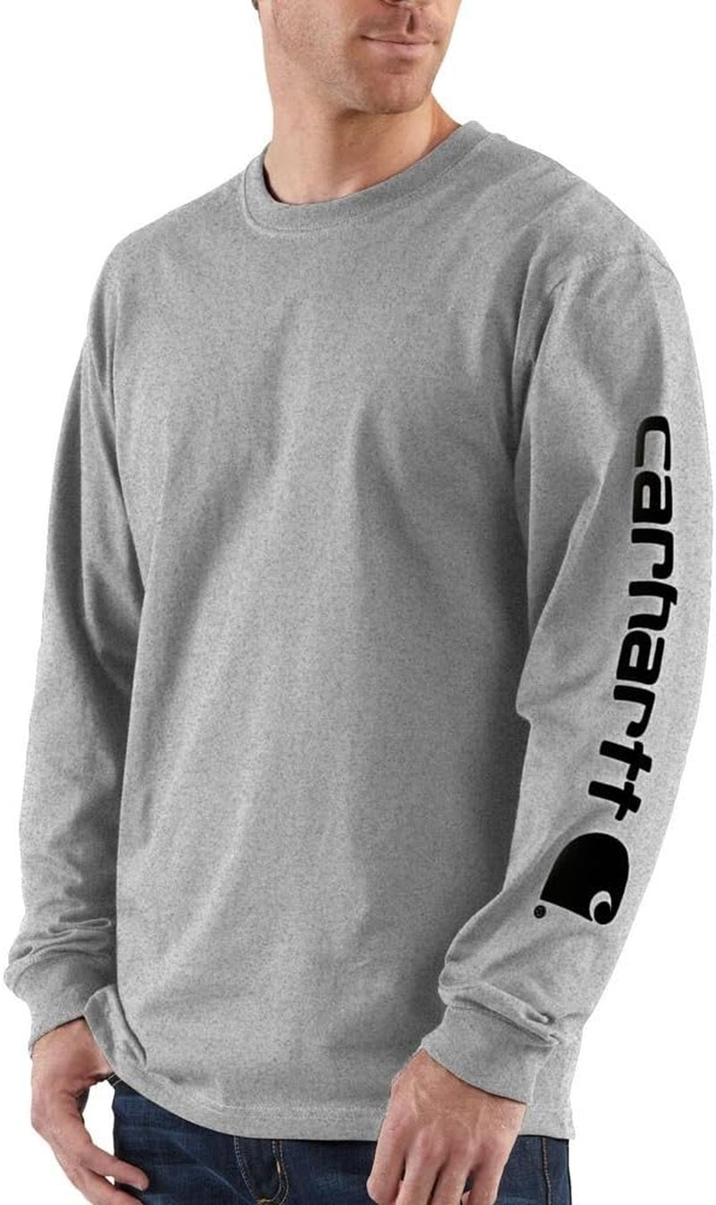 Men'S Loose Fit Heavyweight Long-Sleeve Logo Sleeve Graphic T-Shirt