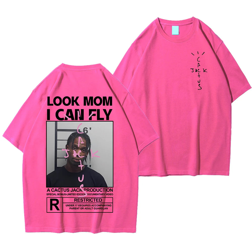 HOT SALE Cactus Jack T-Shirt High Quality Cotton Men Women LOOK MOM I CAN FLY Tee ASTROWORLD Hip Hop Short Sleeve Tshirts Tops