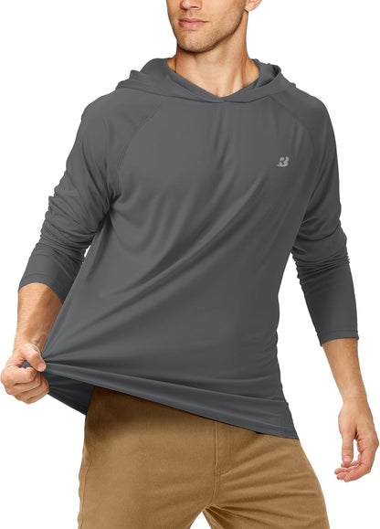 UPF 50+ Fishing Shirts for Men, Long Sleeve UV Sun Protection Hoodie, Outdoor Hiking Running Swimming Rash Guard