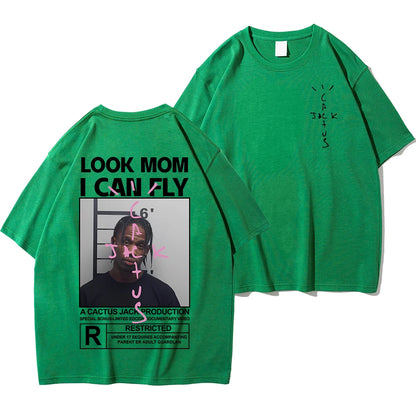 HOT SALE Cactus Jack T-Shirt High Quality Cotton Men Women LOOK MOM I CAN FLY Tee ASTROWORLD Hip Hop Short Sleeve Tshirts Tops