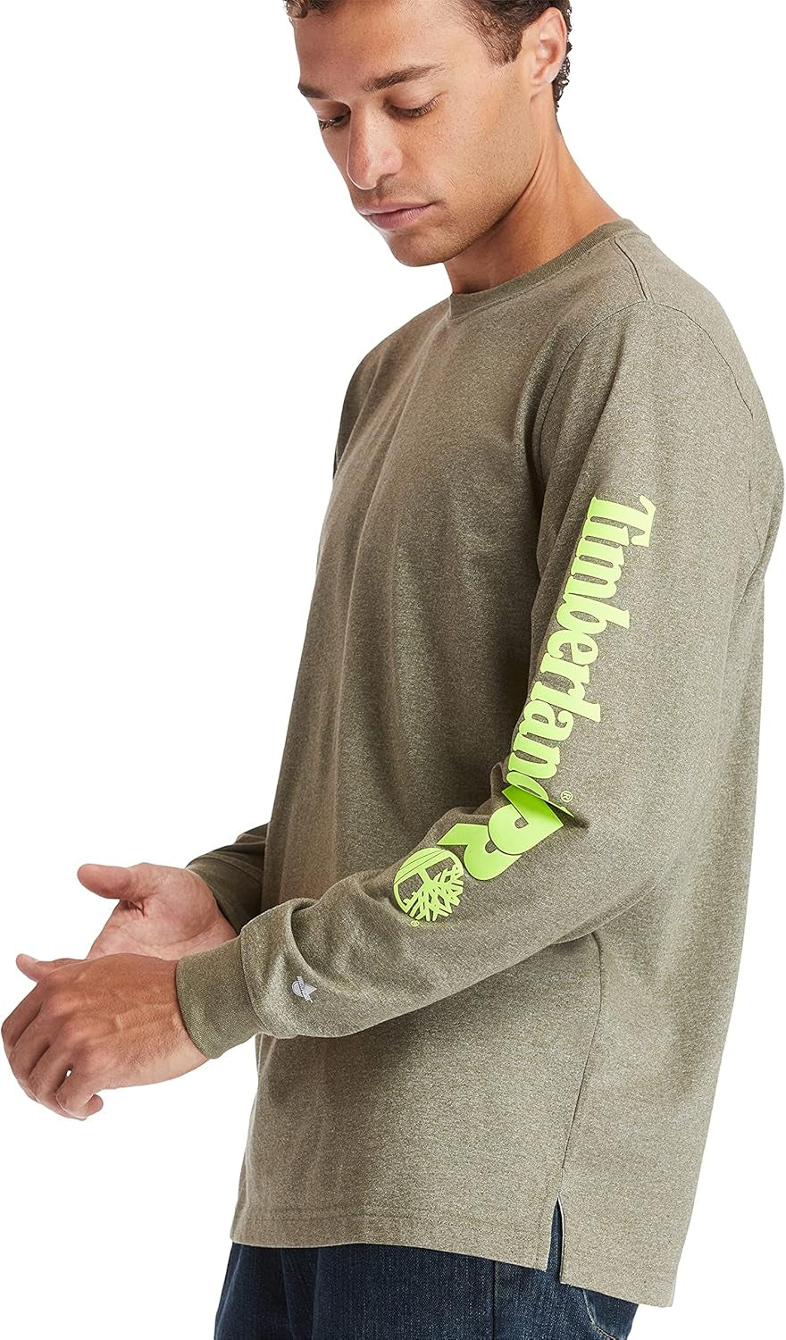 Mens Base Plate Long Sleeve T-Shirt with Sleeve Logo Big & Tall