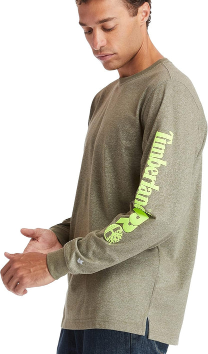 Mens Base Plate Long Sleeve T-Shirt with Sleeve Logo Big & Tall