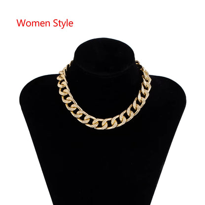 Punk Hip Hop Gold Color Choker Necklace for Women Statement Fashion Necklaces Gothic Cuban Chunky Chain Charm Necklace