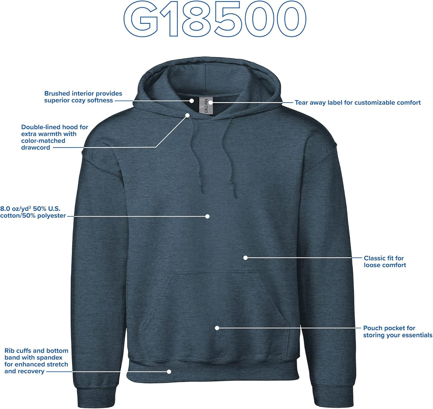 Adult Fleece Hoodie Sweatshirt, Style G18500, Multipack