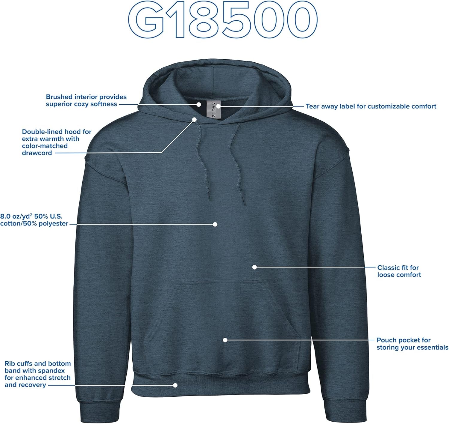Adult Fleece Hoodie Sweatshirt, Style G18500, Multipack