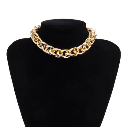 Punk Hip Hop Gold Color Choker Necklace for Women Statement Fashion Necklaces Gothic Cuban Chunky Chain Charm Necklace