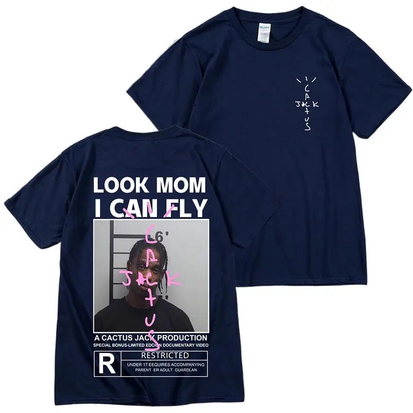 HOT SALE Cactus Jack T-Shirt High Quality Cotton Men Women LOOK MOM I CAN FLY Tee ASTROWORLD Hip Hop Short Sleeve Tshirts Tops