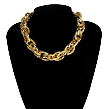 Punk Hip Hop Gold Color Choker Necklace for Women Statement Fashion Necklaces Gothic Cuban Chunky Chain Charm Necklace