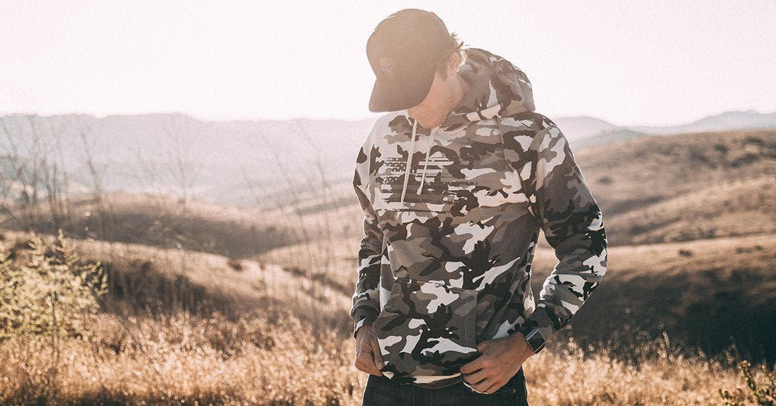 Patriotic Camo Flag Heavyweight Hoodies for Men and Women