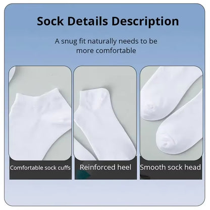 10 Pairs Men Socks Breathable Sports Socks Solid Color Boat Socks Comfortable Cotton Ankle Socks White Black